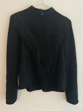 H&M Black Top with Fringe Detail